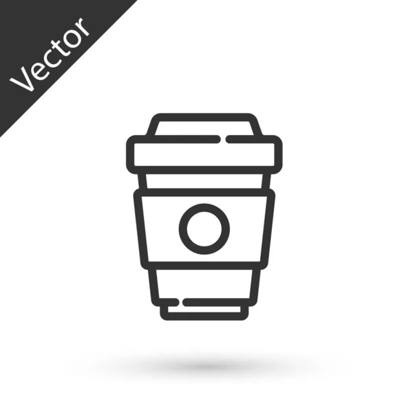 Graue Linie Kaffeetasse Symbol Isoliert Auf Weißem Hintergrund Vektor — Stockvektor