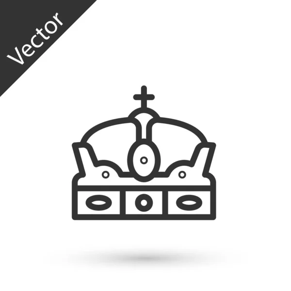 Línea Gris Icono Corona España Aislado Sobre Fondo Blanco Vector — Vector de stock