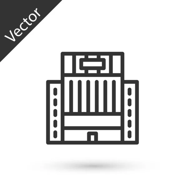 Línea Gris Hotel Ukraina Edificio Icono Aislado Sobre Fondo Blanco — Vector de stock