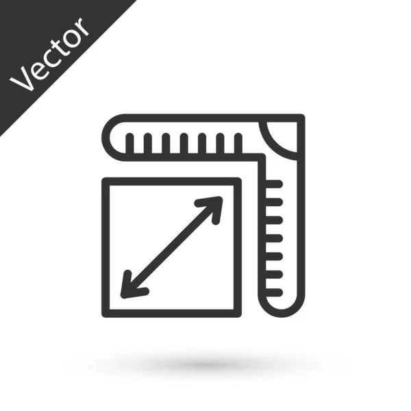 Grijze Lijn Papierformaat Pictogram Geïsoleerd Witte Achtergrond Vector — Stockvector