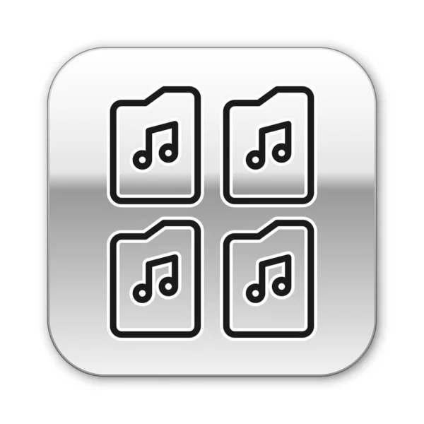 Ligne Noire Icône Fichier Musique Isolé Sur Fond Blanc Format — Image vectorielle