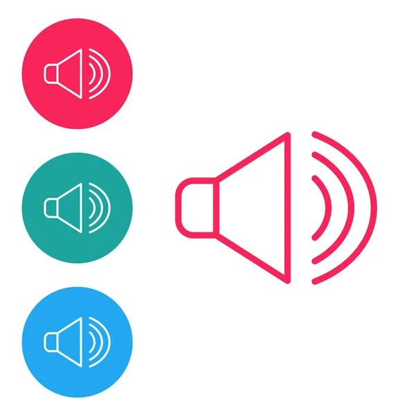 Rote Linie Lautstärke Des Lautsprechers Audio Sprachton Symbol Medien Musik — Stockvektor