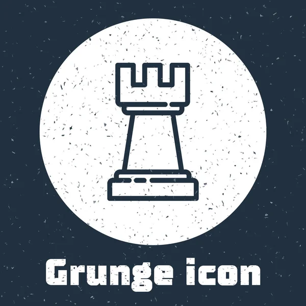 Grunge Line Icône Échecs Isolée Sur Fond Gris Stratégie Commerciale — Image vectorielle
