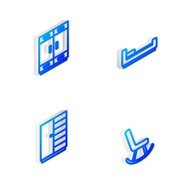 Yatak, Gardırop ve Kol Koltuğu ikonunu ayarlayın. Vektör