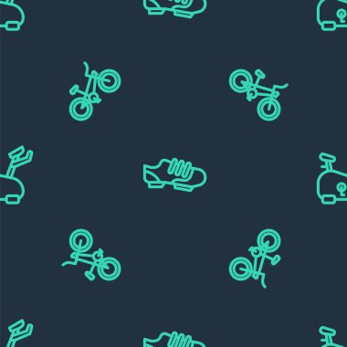 Çizgiyi, bisiklet ayakkabılarını ve sabit bisikleti pürüzsüz desene göre ayarla. Vektör