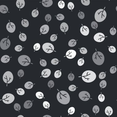 Gri Ağaç simgesi siyah arkaplanda izole edilmiş. Orman sembolü. Vektör.