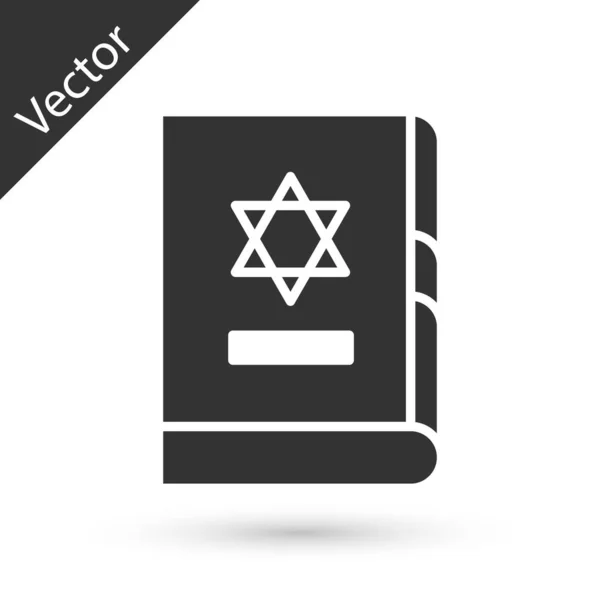 Икона Серой Еврейской Торы Изолирована Белом Фоне Обложке Библии Изображена — стоковый вектор