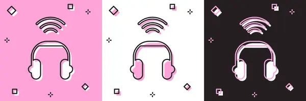 Ορισμός Εικονίδιο Συστήματος Έξυπνων Ακουστικών Απομονωμένο Ροζ Και Λευκό Μαύρο — Διανυσματικό Αρχείο