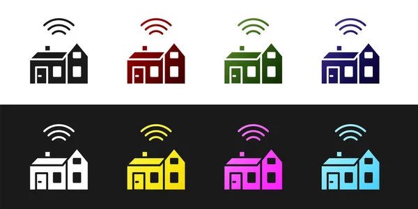 Set Smart Home Avec Icône Sans Fil Isolé Sur Fond — Image vectorielle