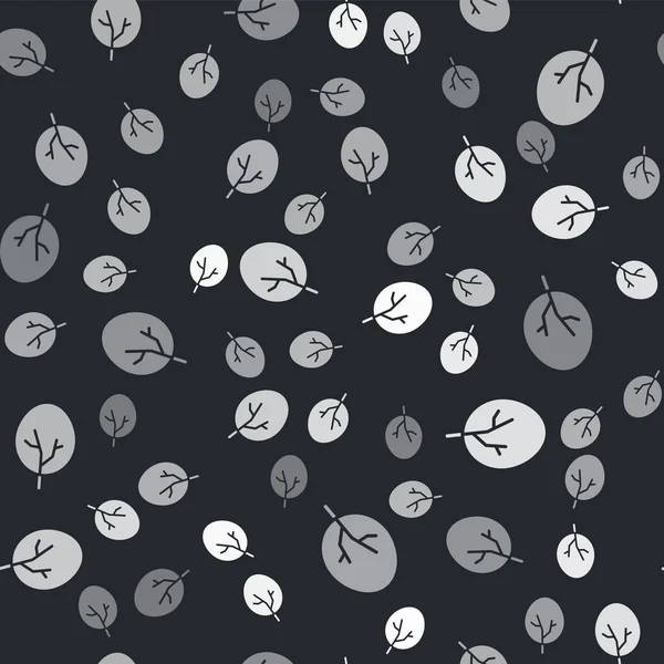 Gri Ağaç simgesi siyah arkaplanda izole edilmiş. Orman sembolü. Vektör.