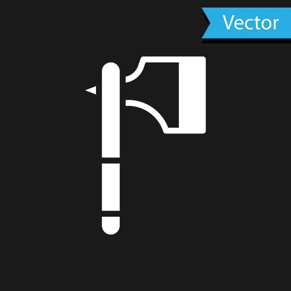 Ikona Sekery Bílého Dřeva Izolovaná Černém Pozadí Dřevorubec Sekera Vektor — Stockový vektor