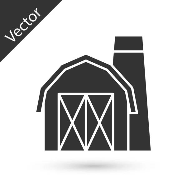 Gris Icono Casa Campo Aislado Sobre Fondo Blanco Vector — Vector de stock