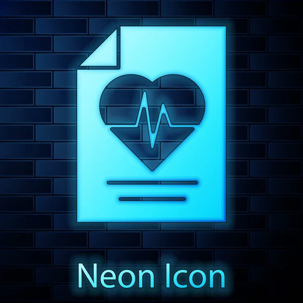 Ragyogó Neon Egészségbiztosítási Ikon Elszigetelt Téglafal Háttér Betegvédelem Biztonság Biztonság — Stock Vector