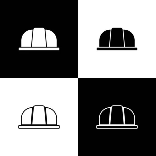 Set Icono Casco Seguridad Worker Aislado Sobre Fondo Blanco Negro — Archivo Imágenes Vectoriales