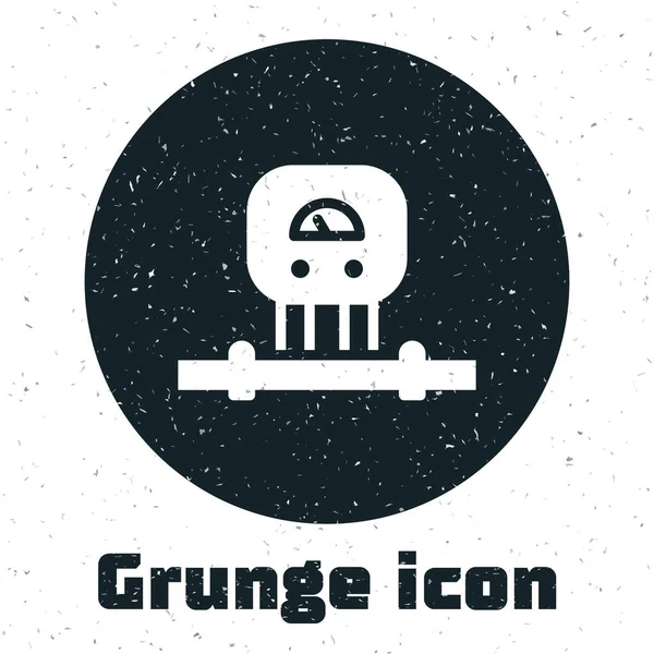 Grunge智能传感器系统图标隔离在白色背景上 物联网概念与无线连接 单色复古绘画 — 图库矢量图片