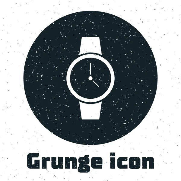 Grunge Wrist Horloge Pictogram Geïsoleerd Witte Achtergrond Een Horloge Icoon — Stockvector