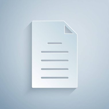 Kağıt kesimi Dosya simgesi gri arkaplanda izole edildi. Kontrol listesi simgesi. İş konsepti. Kağıt sanatı tarzı. Vektör.