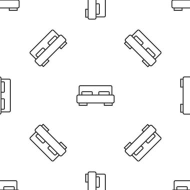 Gri çizgi. Beyaz arka planda iki ya da bir kişi için büyük yatak. Vektör.