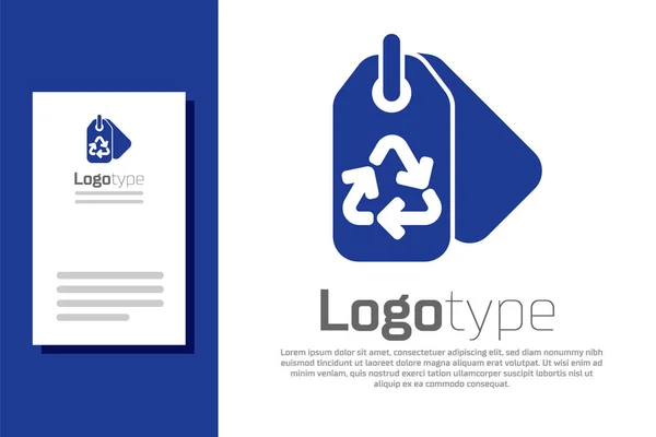 Modrá Značka Ikonou Recyklačního Symbolu Izolovaná Bílém Pozadí Banner Label — Stockový vektor