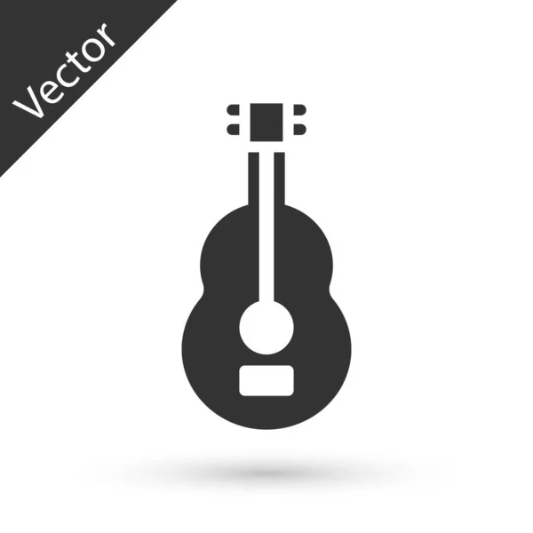 Grey Spanish Guitar Icon Isolated White Background Acoustic Guitar String — Stock Vector