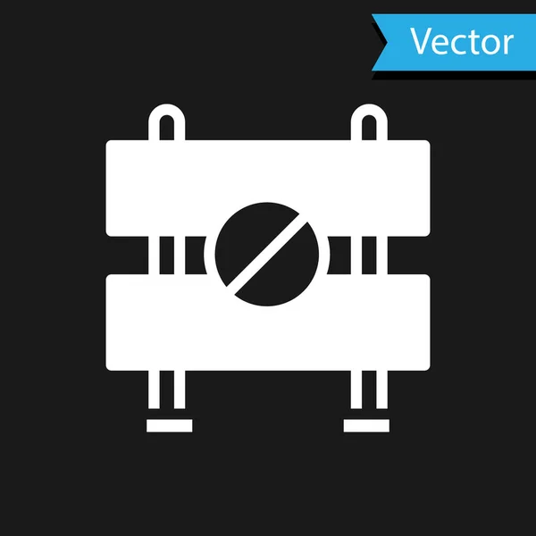 Ícone Barreira White Road Isolado Fundo Preto Símbolo Área Restrita — Vetor de Stock