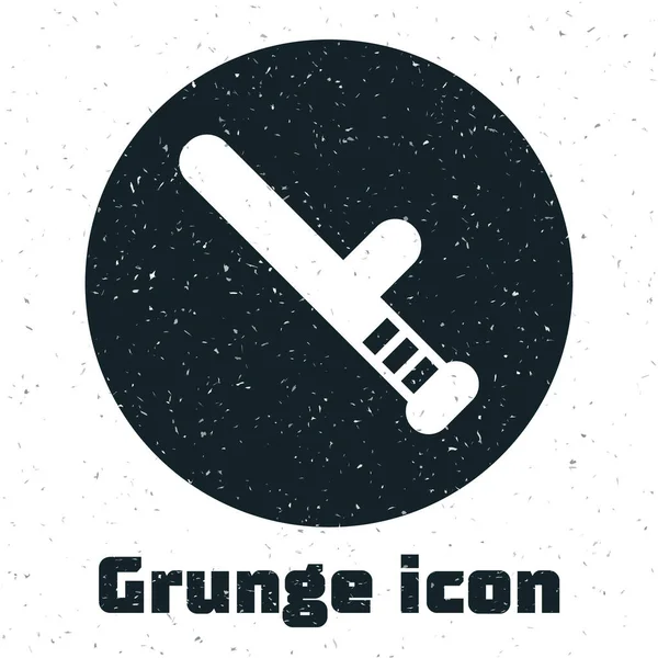 Grunge Police Gumový Obušek Ikona Izolované Bílém Pozadí Gumový Obušek — Stockový vektor
