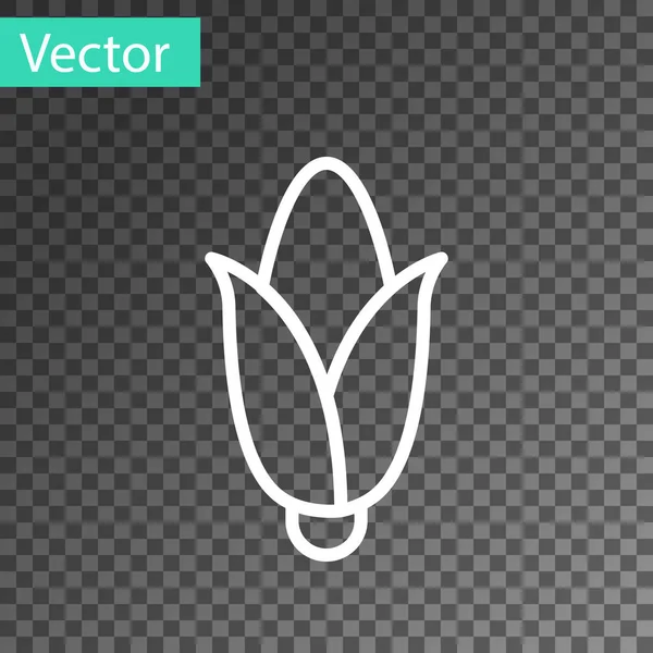 Weiße Linie Mais Symbol Isoliert Auf Transparentem Hintergrund Vektor — Stockvektor