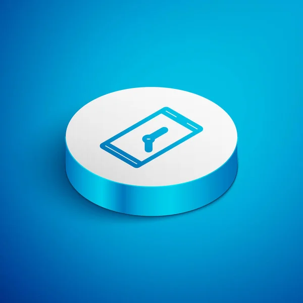 Izometrická Linka Alarm Aplikace Smartphone Rozhraní Ikona Izolované Modrém Pozadí — Stockový vektor