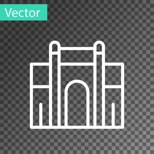 Witte Lijn India Gate New Delhi India Pictogram Geïsoleerd Transparante — Stockvector