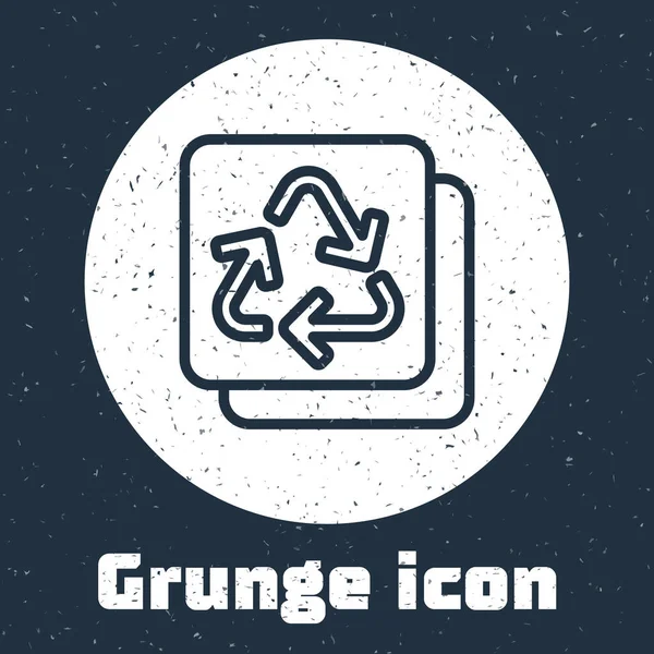 Grunge Line Recycle Symbolsymbol Isoliert Auf Grauem Hintergrund Kreisförmiges Pfeilsymbol — Stockvektor