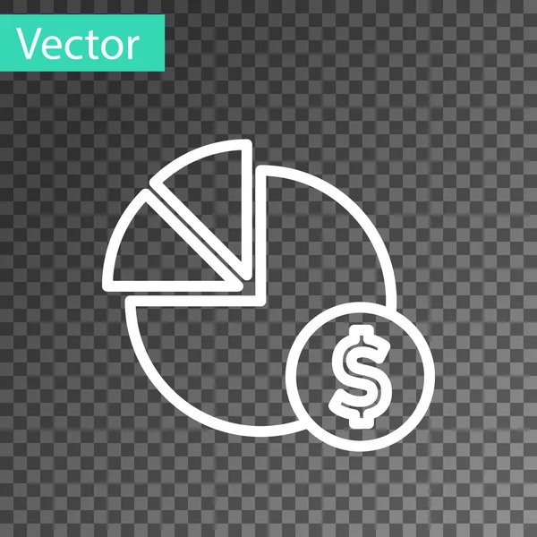 Línea Blanca Infografía Gráfico Pastel Símbolo Dólar Icono Aislado Sobre — Vector de stock