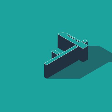 Isometric Scythe simgesi yeşil arkaplanda izole edildi. Vektör.