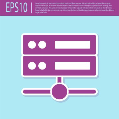 Retro mor sunucu, Data, Web sunucu simgesi turkuaz arka planda izole edildi. Vektör.