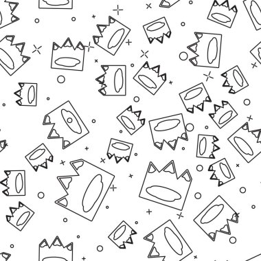 Dağları ve göl ikonu olan siyah çizgi Kanada manzarası beyaz arka planda izole edilmiş pürüzsüz desen. Vektör.