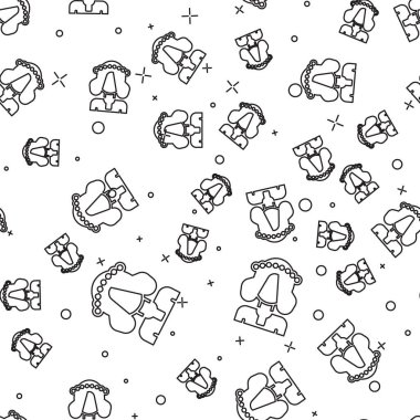 Geleneksel giysi ikonu içindeki siyah çizgi Ukraynalı kadın beyaz arka planda kusursuz desen izole etti. Vektör.