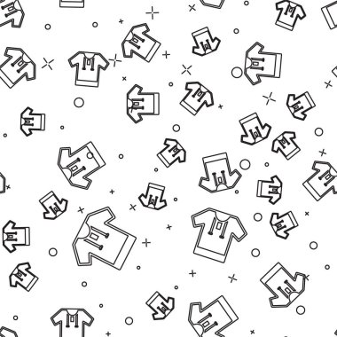 Siyah çizgi işlemeli gömlek ikonu beyaz arka planda izole edilmiş pürüzsüz desen. Ulusal Ukrayna giysileri. Vektör.