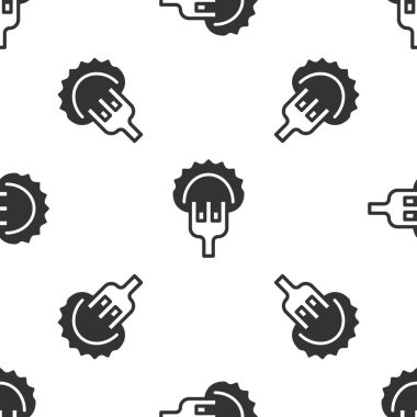 Çatal ikonundaki gri hamur köfteleri beyaz arka planda izole edilmiş. Pierogi, varenyky, pelmeni, ravioli. Geleneksel Ukrayna yemekleri. Vektör.