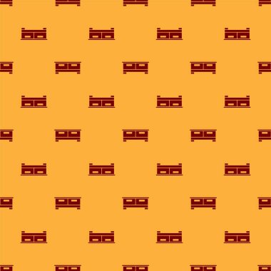 Kırmızı Göğüs çekmece simgesi kahverengi arka planda iz bırakmış. Vektör.