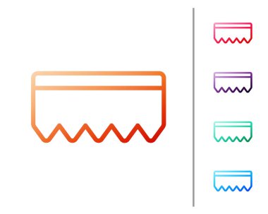 Beyaz zemin üzerinde baloncuk simgesi olan kırmızı çizgi süngeri. Bulaşık yıkamak için bir tutam Bast. Temizlik servisi logosu. Renk simgelerini ayarla. Vektör İllüstrasyonu.