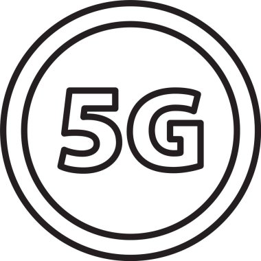 Siyah çizgi 5G yeni kablosuz internet kablosuz bağlantı simgesi beyaz arkaplanda izole edildi. Küresel ağ yüksek hızlı bağlantı veri oranı teknolojisi. Vektör.