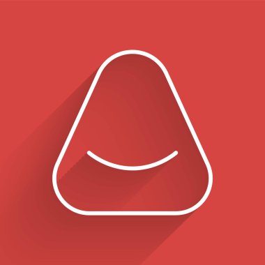 Beyaz çizgi Pouf simgesi uzun gölgeli izole edilmiş. Yumuşak sandalye. Koltuk için çanta. Rahat mobilya koltuğu. Vektör.