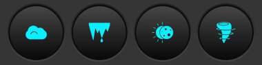 Bulut, Icicle, Güneş tutulması ve Tornado ikonunu ayarla. Vektör.