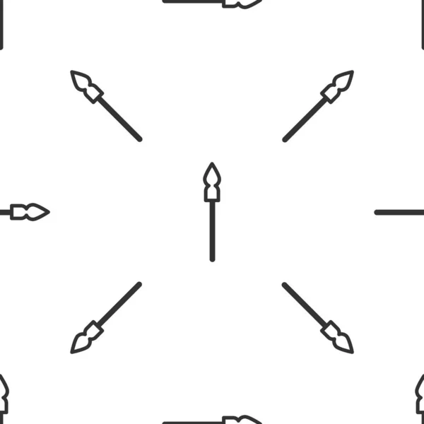 灰色中世纪矛形图标在白色背景上隔离无缝图案 中世纪的武器B — 图库矢量图片