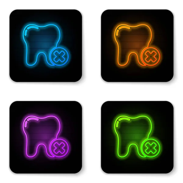 Glowing Neon Tooth Caries Icon Isolated White Background Tooth Decay — Stock Vector