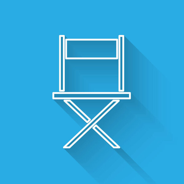 White line Director movie chair icon isolated with long shadow. Film industry.  Vector.