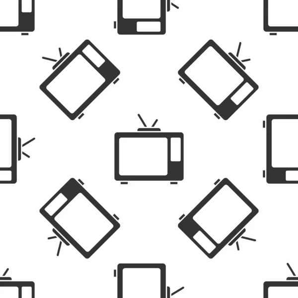 Graues Retro Symbol Isoliert Nahtlose Muster Auf Weißem Hintergrund Fernsehzeichen — Stockvektor