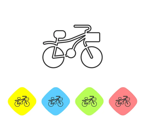 Icono Bicicleta Línea Gris Aislado Sobre Fondo Blanco Carrera Bicicletas — Vector de stock