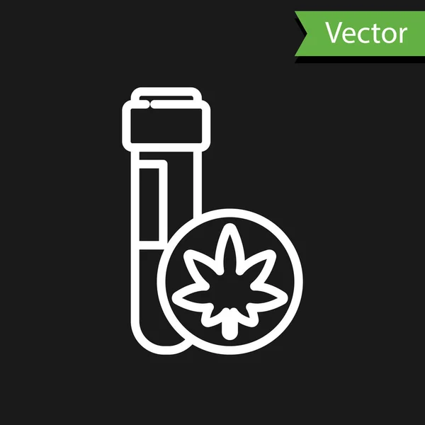 Белая Пробирка Марихуаной Листом Конопли Выделена Черном Фоне Концепция Исследования — стоковый вектор