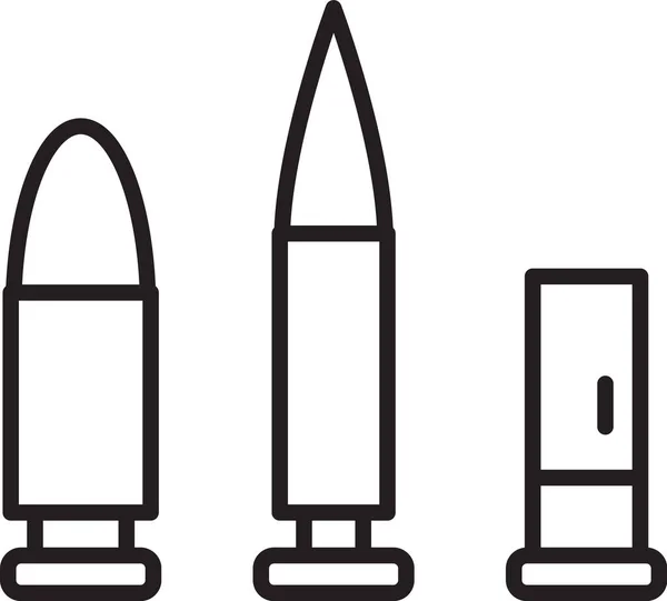 黑线子弹和弹夹图标隔离在白色背景上 — 图库矢量图片