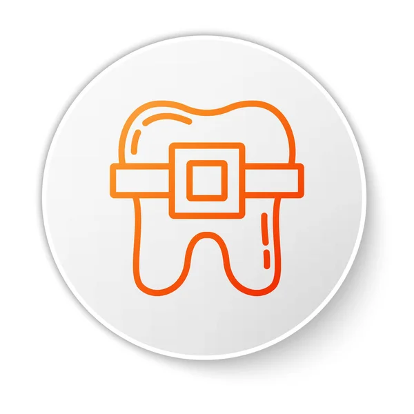 Orange Linie Zähne Mit Zahnspange Symbol Isoliert Auf Weißem Hintergrund — Stockvektor